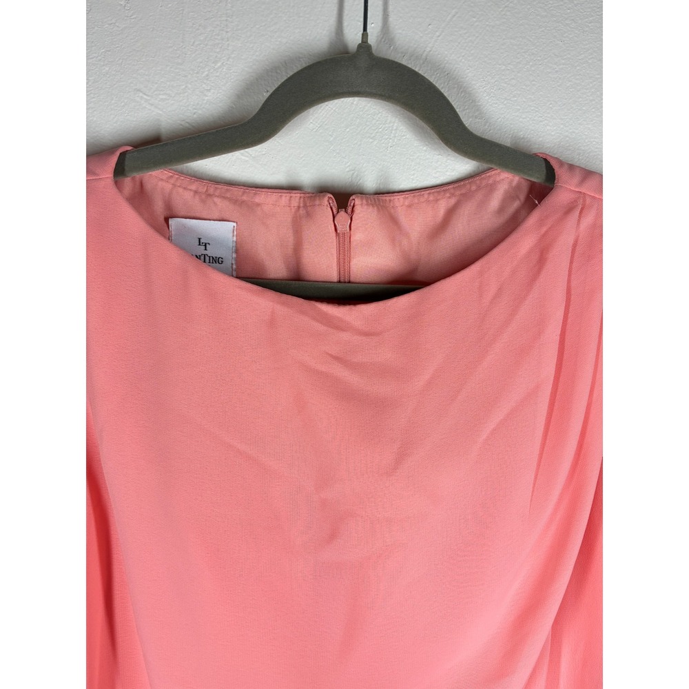 Lanting‎ Beaded Sleeve Chiffon Overlay Sheath Dress Medium Peach Mother of Bride - Picture 7 of 13